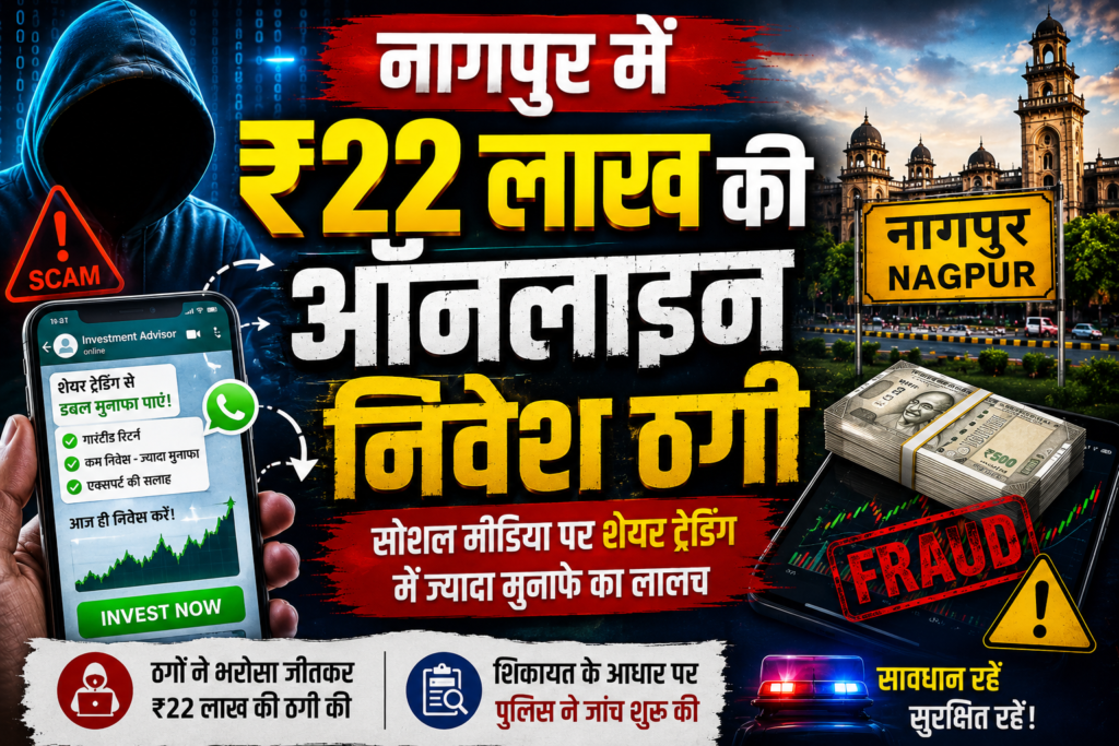 नागपुर में ₹22 लाख की ऑनलाइन निवेश ठगी: सोशल मीडिया पर शेयर ट्रेडिंग के मुनाफे के लालच से सावधान
